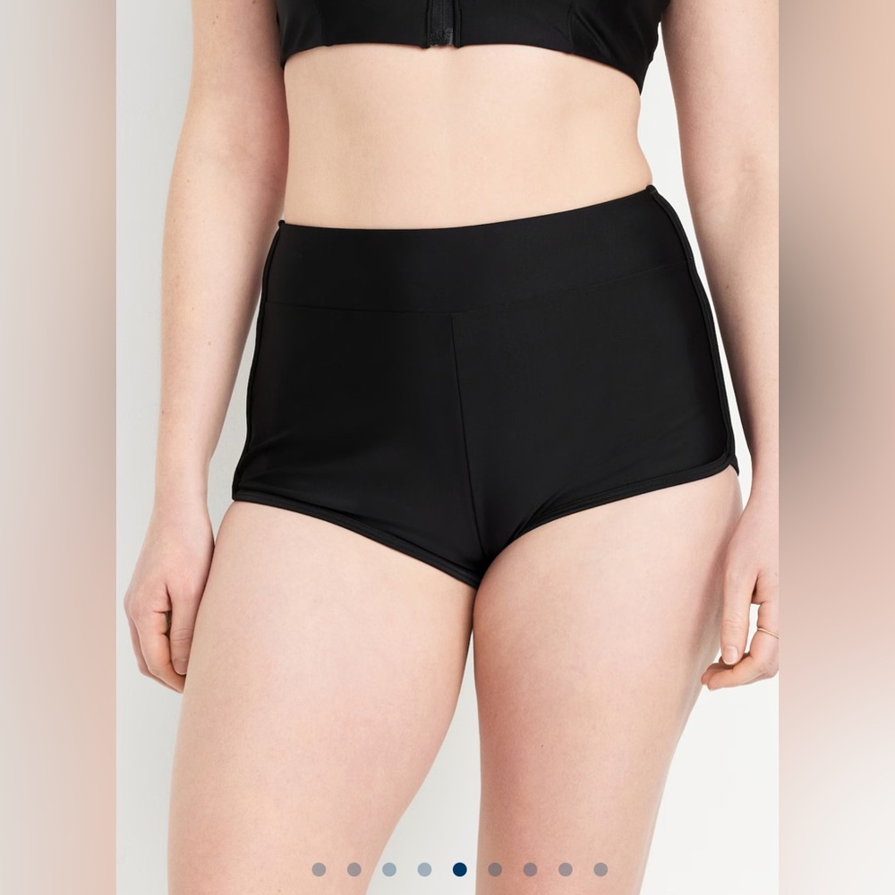 🆕 Old Navy Women’s High-Waisted Matte Swim Shorts Black L 12-14 - Picture 5 of 15